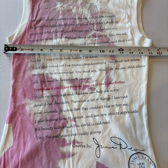 JAMES DEAN‎ 50th Anniversary White & Pink Sleeveless Shirt Y2K 2004 NWT Small - Picture 6 of 12